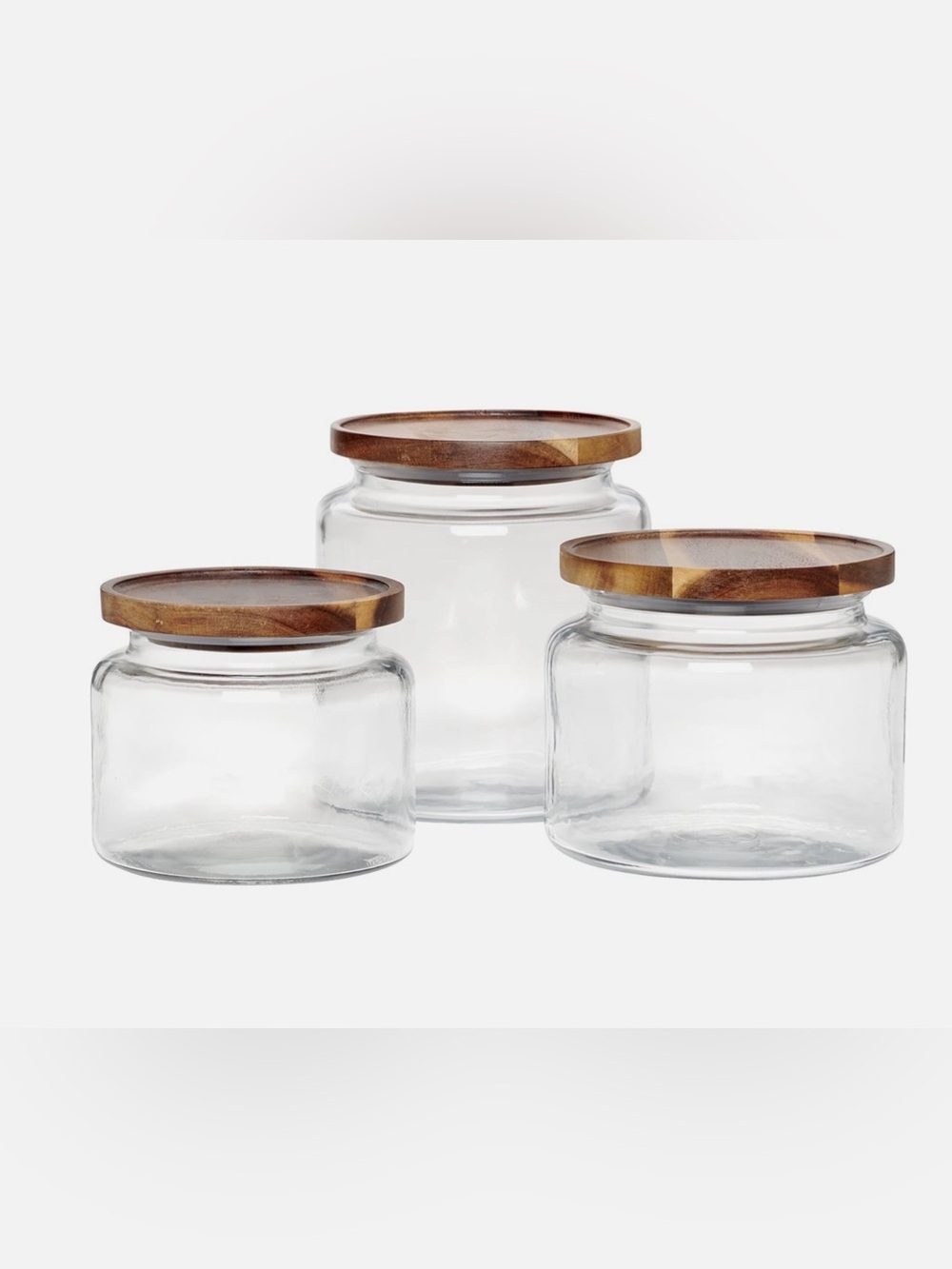 Anchor Hocking 3-Piece Glass Jars with Acacia Wood Lids Set